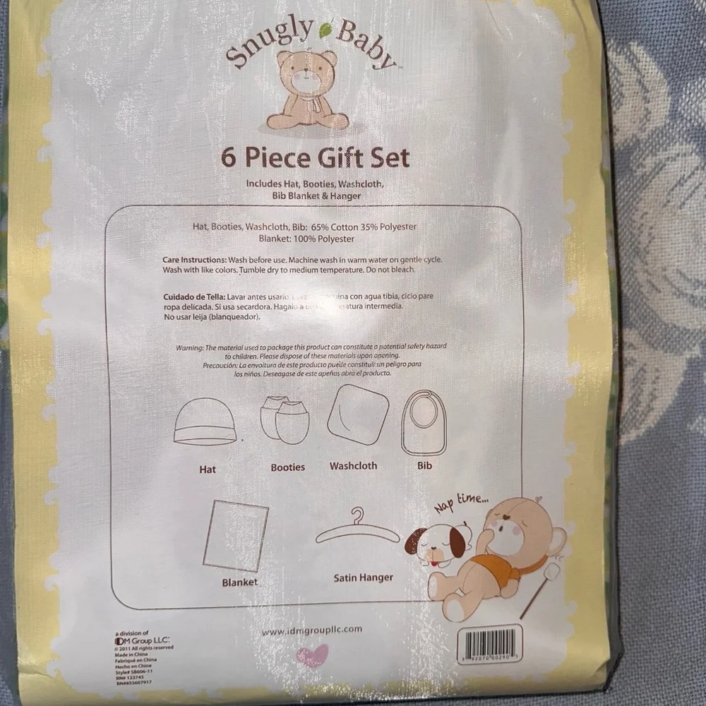 NOS 2011 Unisex Baby Snugly Baby 6 Piece Gift Set Newborn Green Apples/Birds
